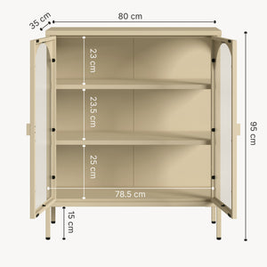 Vitrina cu 2 usi sticla Klippestad 95x80x35 cm camel [en.casa]