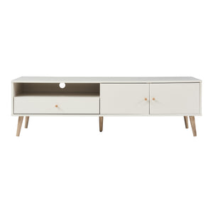 Comoda TV cu 1 sertar si 2 usi Hallevil 150x39x45 cm gri deschis [en.casa]