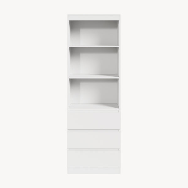 Raft carti Les 180x60x35 cm alb cu 3 sertare [en.casa]