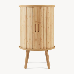 Noptiera cilindru cu 2 usi glisante Nordkapp 65x40 cm bambus natur [en.casa]