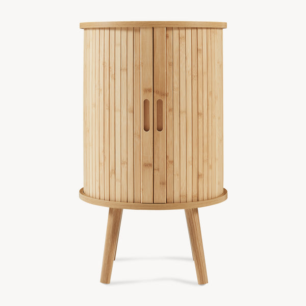 Noptiera cilindru cu 2 usi glisante Nordkapp 65x40 cm bambus natur [en.casa]