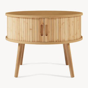 Noptiera rotunda cu usi glisante Nordkapp 45x60 cm bambus natur [en.casa]