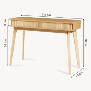 Masa consola cu 2 usi glisante Tysvær 110x40x78 cm bambus natur [en.casa]