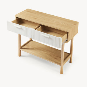 Masa consola cu 2 sertare Ferrersp 100x40x80 cm efect stejar/oatmeal [en.casa]