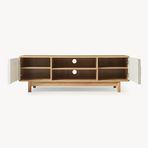 Comoda TV cu 2 usi Ferrersp 140x40x45 cm efect stejar/oatmeal [en.casa]