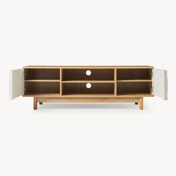 Comoda TV cu 2 usi Ferrersp 140x40x45 cm efect stejar/oatmeal [en.casa]