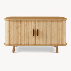 Dulap pantofi - banca cu perna pentru sezut si usi glisante Tvedestrand 50x80x40 cm natur/bej [en.casa]