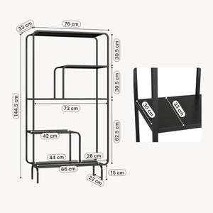 Raft carti Færder 145x76x33 cm negru [en.casa]