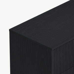 Comoda cu 3 sertare Nykapin 80x80x40 MDF negru structurat [en.casa]