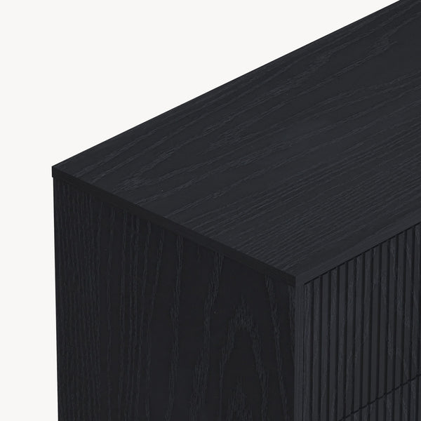 Comoda cu 3 sertare Nykapin 80x80x40 MDF negru structurat [en.casa]