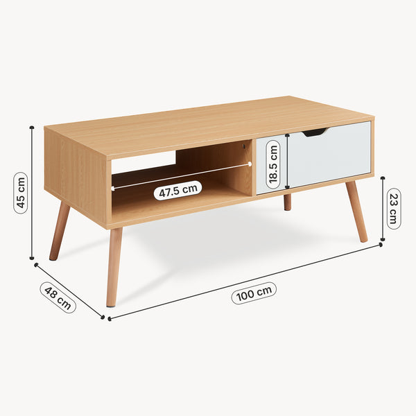 Masuta cafea Bordkak 100x48x45 cm efect stejar/alb [en.casa]
