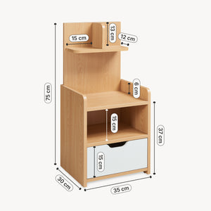 Noptiera Bordkak 75x35x30 cm efect stejar/alb [en.casa]