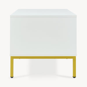 Masuta cafea cu usa si spatiu depozitare Reyri 80x45x42 cm alb/auriu [en.casa]