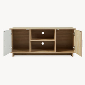 Comoda TV Kenta 120x39x52 cm efect stejar Sonoma/alb [en.casa]
