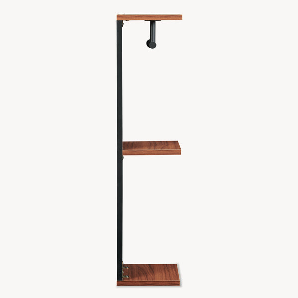 Suport de sine statator pentru hartie WC cu 3 rafturi Trond 77x18x18 cm negru/efect lemn nuc [en.casa]