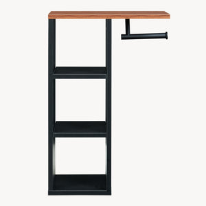 Suport de sine statator pt hartie WC cu 3 compartimente deschise Trond 60x40x16 cm negru/efect lemn nuc [en.casa]