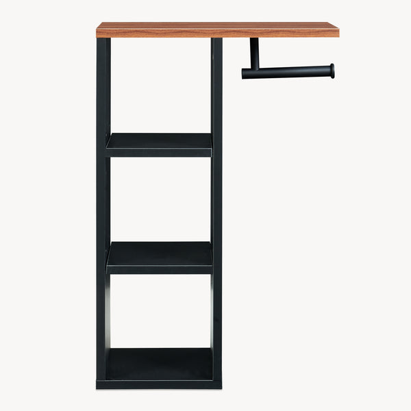 Suport de sine statator pt hartie WC cu 3 compartimente deschise Trond 60x40x16 cm negru/efect lemn nuc [en.casa]