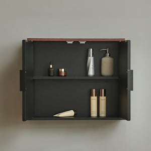 Dulap perete baie cu 2 usi cu oglinda Trond 50x60x15 cm engru/efect lemn nuc [en.casa]