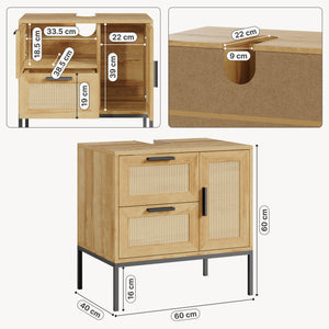 Dulap pentru chiuvetă Marhasa 60x60x40 cm aspect stejar/negru [en.casa]