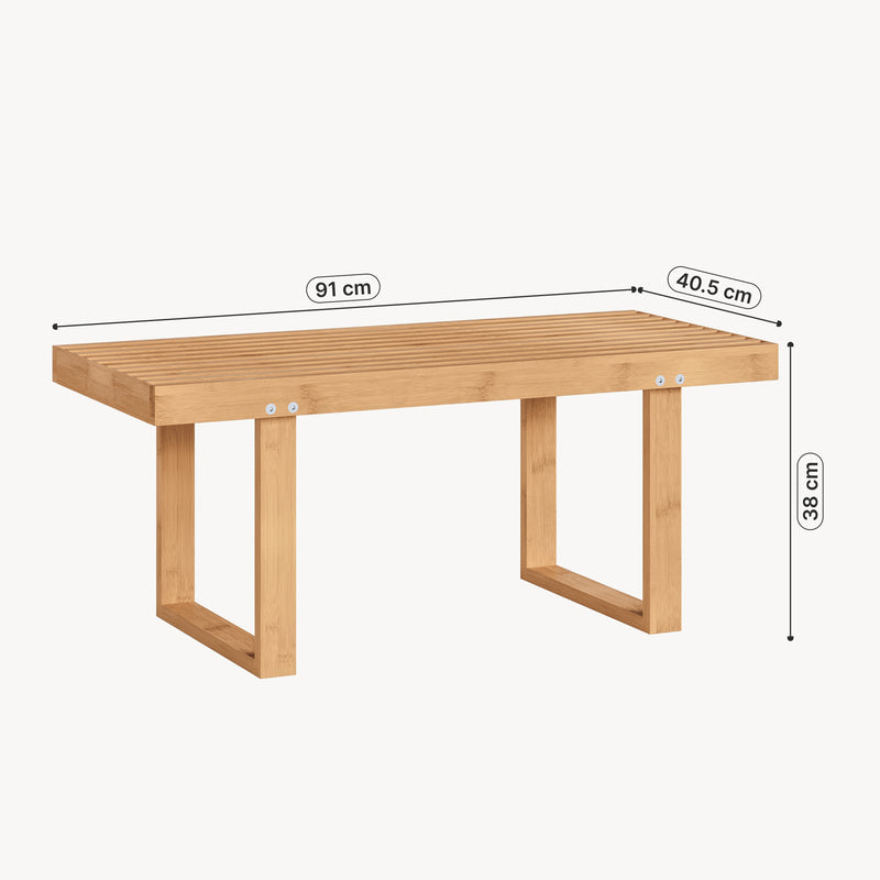 Schiță cotată Banca hol Aarela 91x41x38 cm bambus [en.casa]