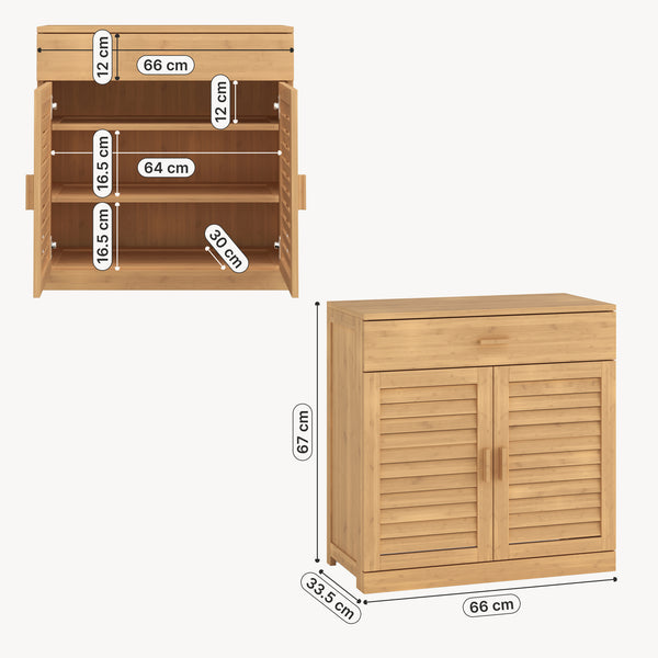 Dulap pantofi cu sertar Aarela 67x66x34 cm bambus [en.casa]