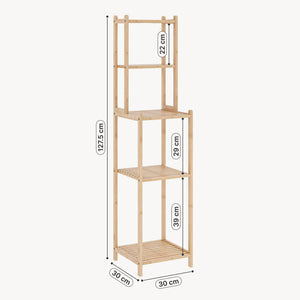 Raft baie cu 4 polite depozitare Anun 127x30x30 cm bambus natur [en.casa]