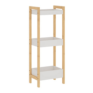 Raft baie design ingust Anun 74x28x20 cm natur/alb [en.casa]