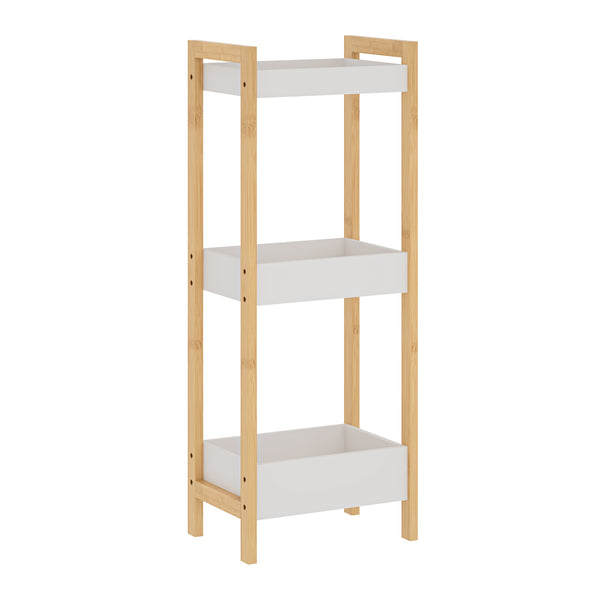 Raft baie design ingust Anun 74x28x20 cm natur/alb [en.casa]