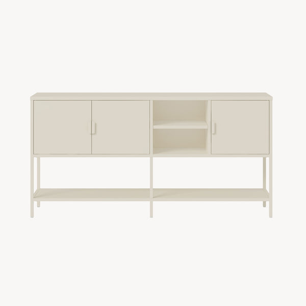 Servanta cu usi si rafturi Kliri 160x40x80 cm otel crem deschis [en.casa]