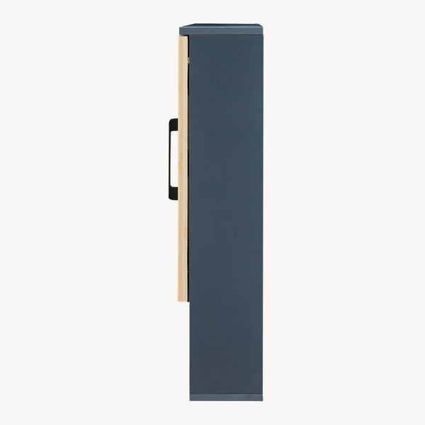 Dulap perete baie cu oglinda front din bambus si raft Svanes 58x56x13 cm gri inchis/natur [en.casa] 