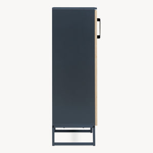 Dulap midi baie cu front din bambus si 3 spatii interioare Svanes 90x30x30 cm gri inchis/natur [en.casa]