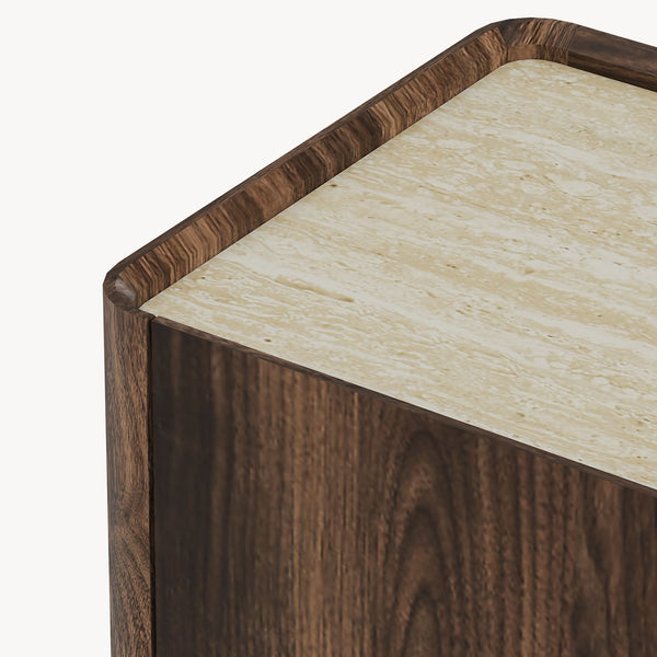 Sideboard Trorlon 160x40x83 cm aspect nuc/travertin [en.casa]