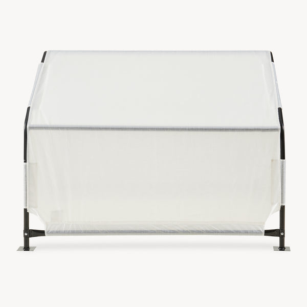 Cort casa caini design deschis Valevali 122x122x90 cm alb  [en.casa] 