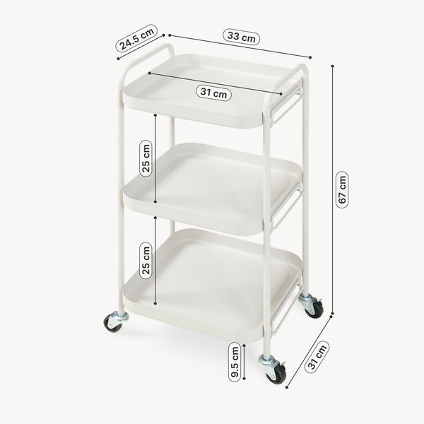 Carucior servire la masa cu 3 nivele Kelevn 67x33x31 cm otel gri [en.casa]