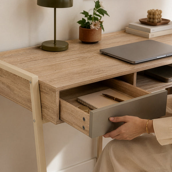 Birou Boderas 107x55x78 cm Bej/Travertin [en.casa]