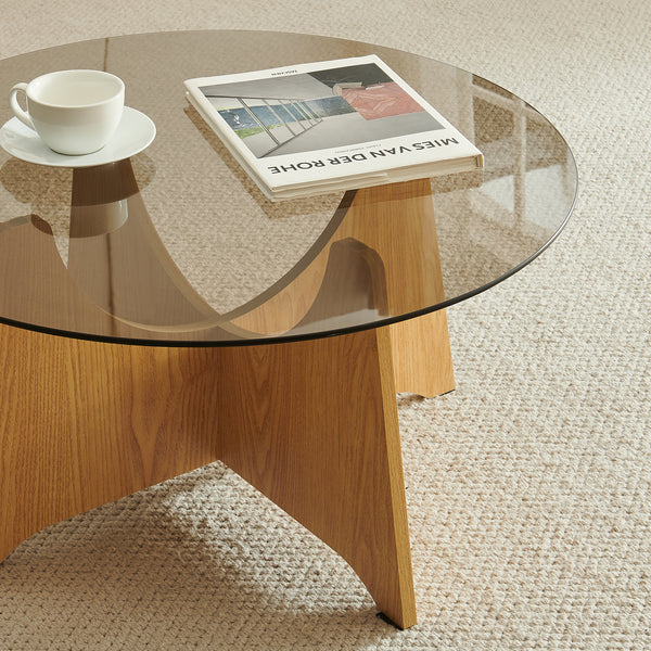 Masuta cafea sticla fumurie 70 cm rotunda Omlar [en.casa]