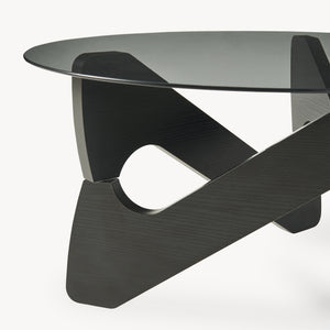 Masă de cafea Reypio Ø70x35 cm Negru/Gri [en.casa]