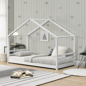 Pat copii Colibri design casuta alb [en.casa] 