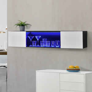 Dulap perete Thabong cu 2 usi si iluminare LED multicolor [en.casa]