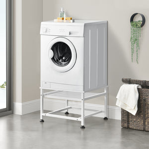 Suport masina de spalat AAWR-8010 cu raft extensibil 63 x 54 x 41 cm otel/alb [en.casa]