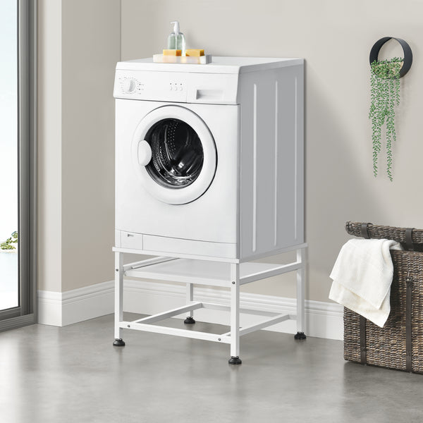 Suport masina de spalat AAWR-8010 cu raft extensibil 63 x 54 x 41 cm otel/alb [en.casa]