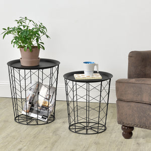 Masuta cafea Cerisey set 2 bucati cu blat detasabil metal negru [en.casa]
