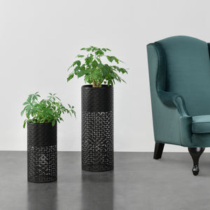 Suport flori Virton 2 bucati masuri diferite  metal/negru [en.casa]