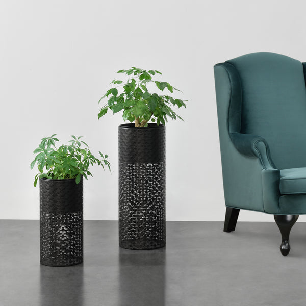 Suport flori Virton 2 bucati masuri diferite  metal/negru [en.casa]