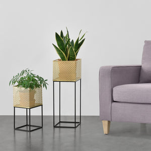 Suport flori Juprelle 2 bucati masuri diferite metal negru/auriu [en.casa]