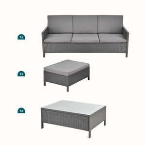 Set mobilier gradina ACRS-17025 canapea taburet masa ratan sintetic [en.casa]