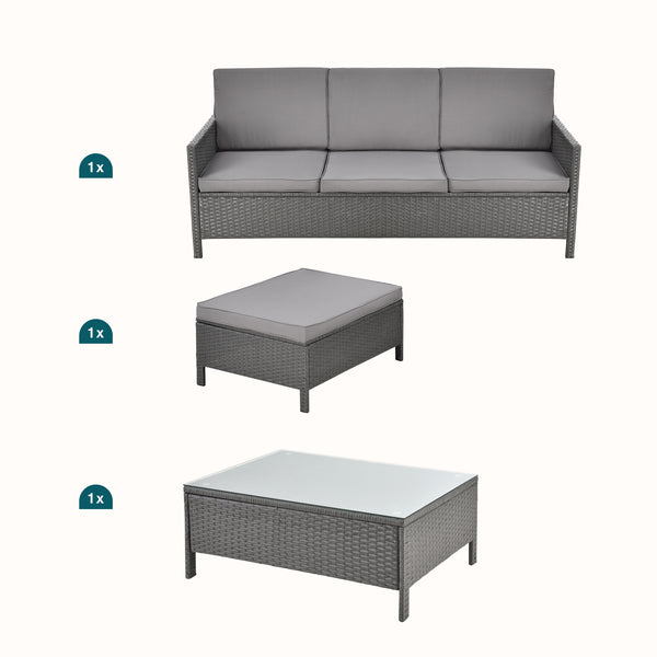 Set mobilier gradina ACRS-17025 canapea taburet masa ratan sintetic [en.casa]