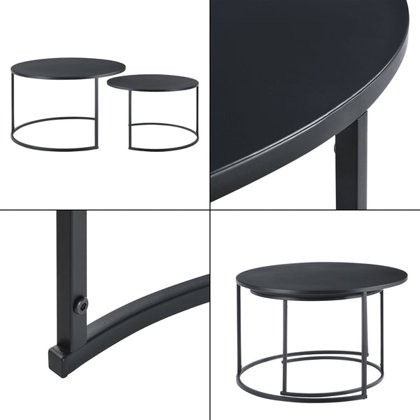 Masuta cafea Korenica New set 2 bucati metal negru [en.casa]
