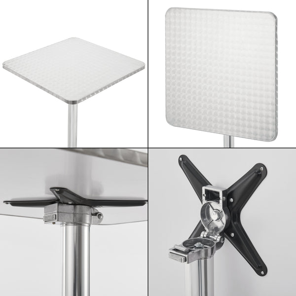 Masa bistro bar patrata Jarpen 115 cm argintiu cu blat pliabil [en.casa]