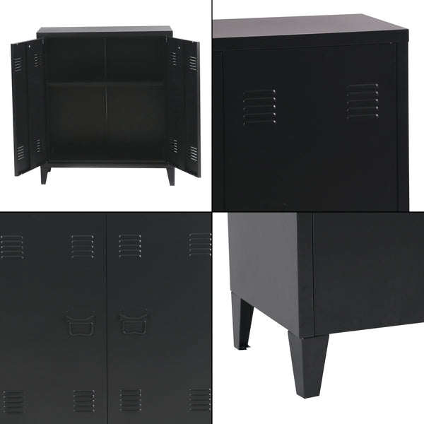 Dulap metalic Oripaa 90 x 80 x 33 cm otel negru mat [en.casa]